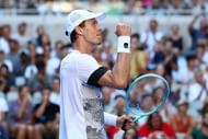 Berdych pumps his fists in delight